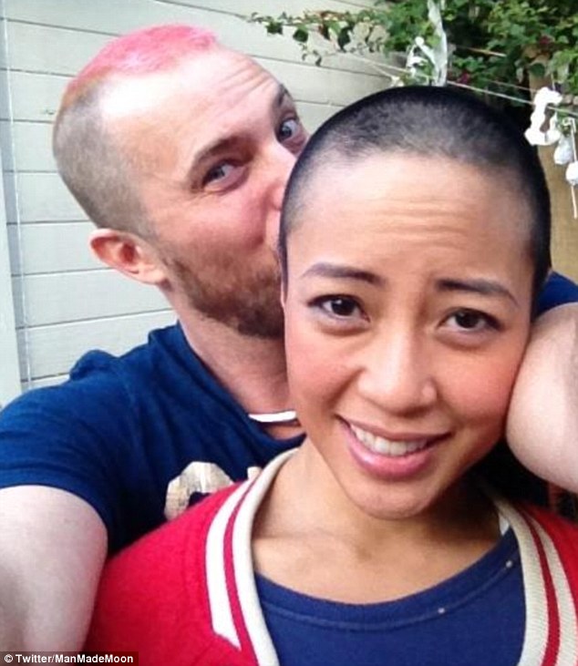 Brave: Duncan Jones and his wife Rodene Ronquillo shaved their heads in preparation for her chemotherapy treatment